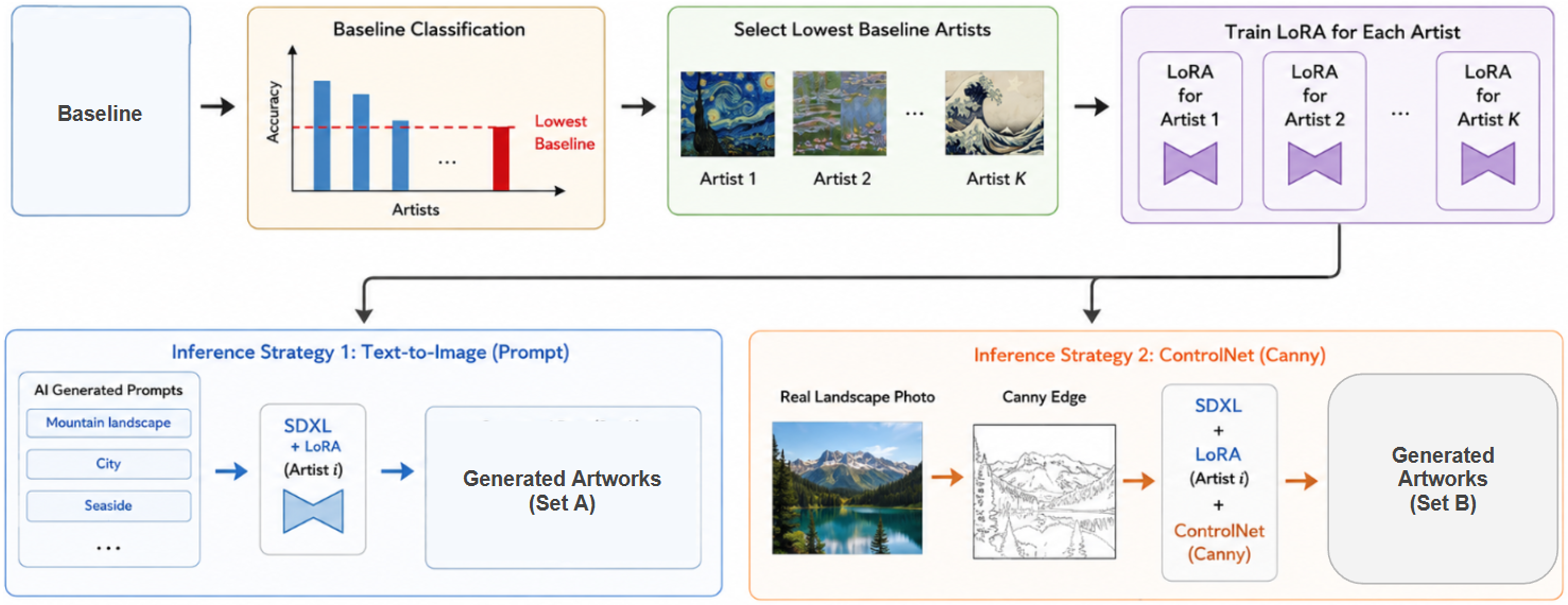 Artist-specific data augmentation pipeline using SDXL, LoRA, and ControlNet